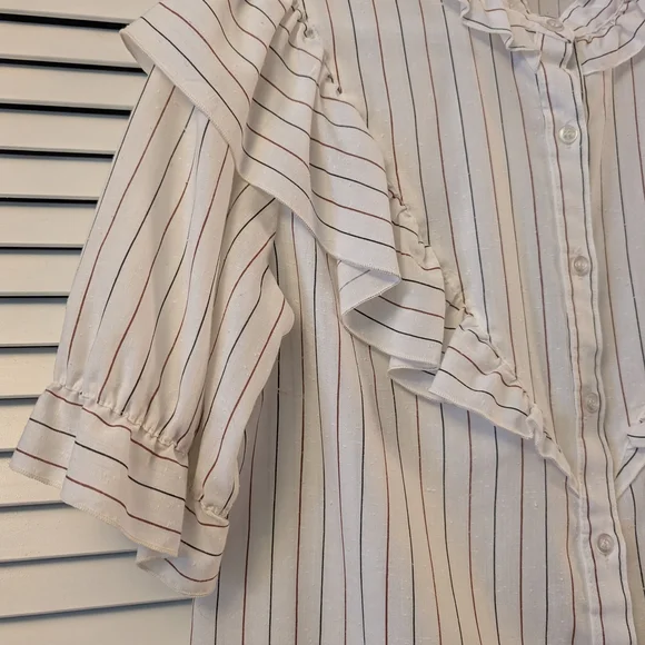1980 Striped Ruffle Blouse - Picture 6 of 8